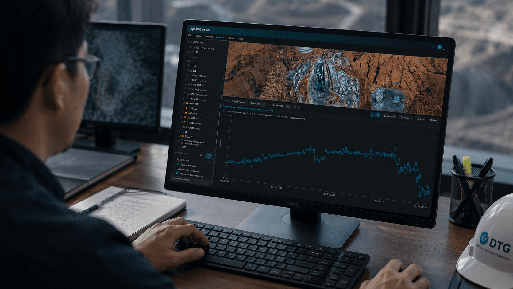 DTG Focus interface, sources analytics and review workflow on one live record